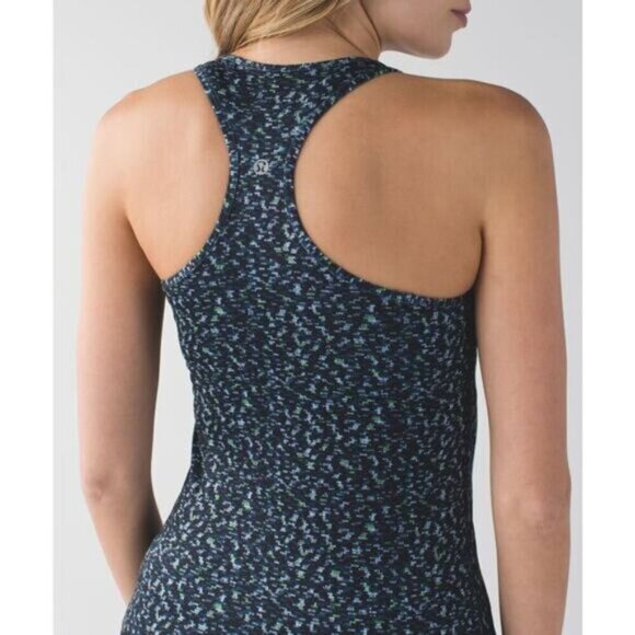 Lululemon Cool Racerback Digi Pixie Caspian Blue Black Womens Size 4 - Picture 3 of 7